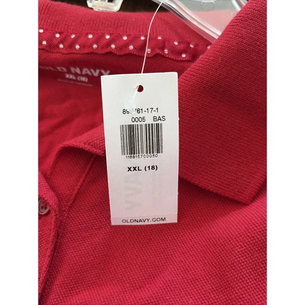 Old Navy Pique Polo Shirt Girls‎ Size 18 XXL Red School Uniform Short Sleeve NEW